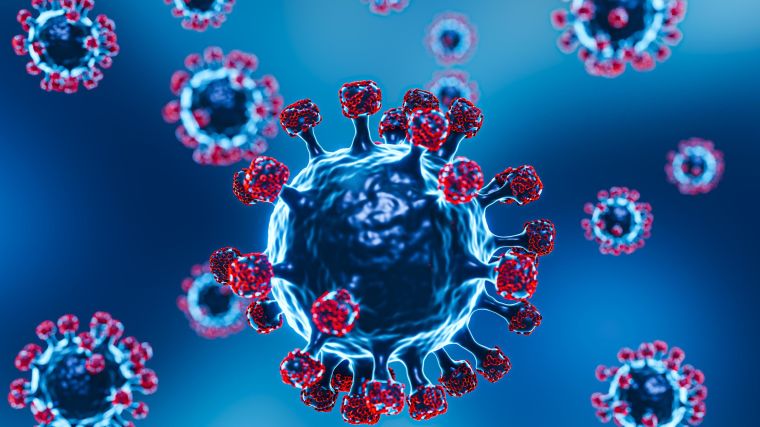 AI image of a SARS-CoV-2 virus